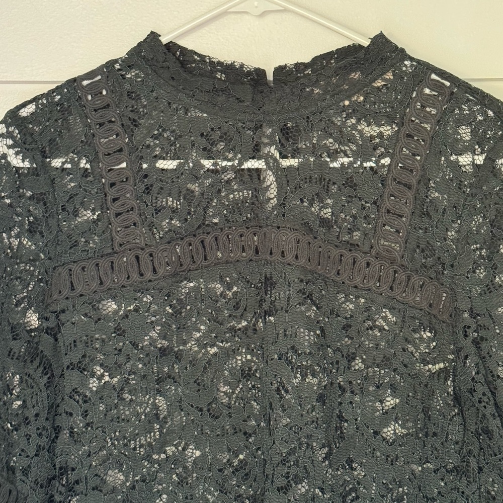 LOFT Dark Green Lace Blouse, Women’s S - Picture 2 of 7